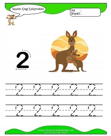 2 Rakamı Çizgi Çalışmaları Çalışma Sayfaları